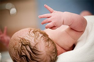 Newborn baby right after delivery